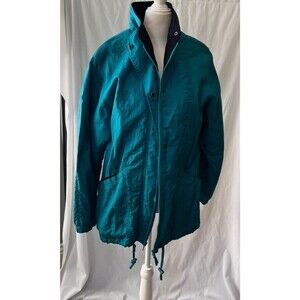 Vintage 80s Aeros by Kristen Blake Teal Jacket Black Fleece Lined small